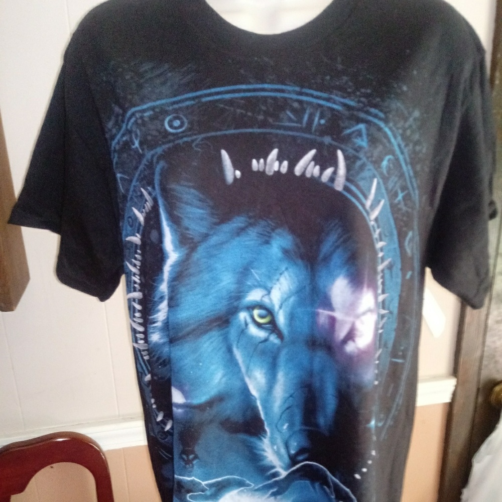 Native American Indians Wolf Face T-Shirt Sz L